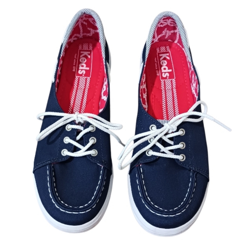 Keds Lace Up Canvas Boat Deck Shoes Nautical